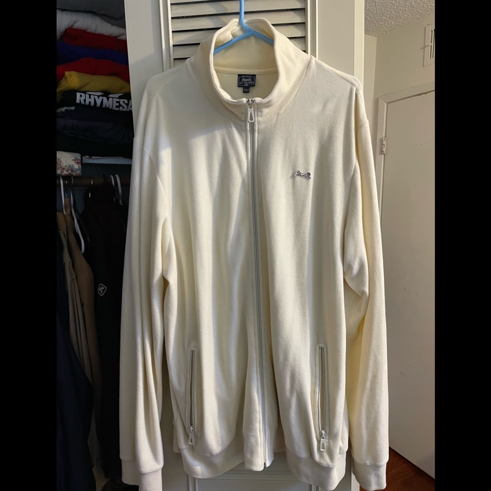 Lacoste Cream Velour Track Jacket (Mens XXL)